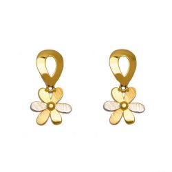 Brinco Flor Tri em Ouro 18 Kilates - 22857