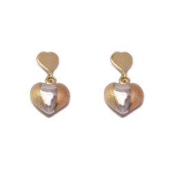 Brinco Cora��o Tri em ouro 18 Kilates - 22859