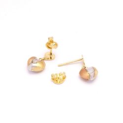 Brinco Cora��o Tri em ouro 18 Kilates - 22859