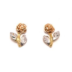 Brinco Flor Tri Mini em Ouro 18 Kilates - 22874