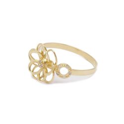 Anel Flor e Brilhante em Ouro 18 Kilates - 22878