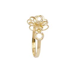 Anel Flor e Brilhante em Ouro 18 Kilates - 22878