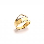 Anel Cora��o Estilizado em Ouro 18 Kilates - 22879