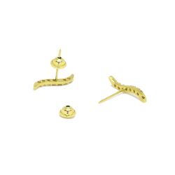Brinco Filete com Zirc�nias em Ouro 18 Kilates - 22885