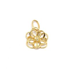 Pingente Flor com Brilhante em Ouro 18 Kilates - 22895