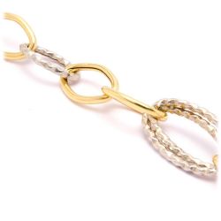 Pulseira Elos Martelados Bicolor em Ouro 18 Kilates - 22903