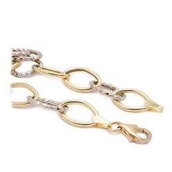 Pulseira Elos Martelados Bicolor em Ouro 18 Kilates - 22903