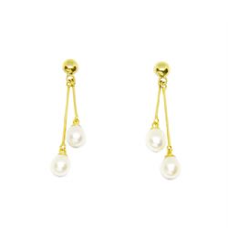 Brinco Haste com P�rolas em Ouro 18 Kilates - 23771