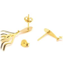 Brinco Onda Estilizado com Brilhantes em Ouro 18 Kilates - 23773