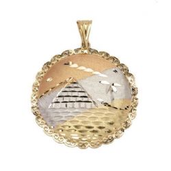 Pingente Mandala Eg�pcia Tricolor em Ouro 18 Kilates - 23982