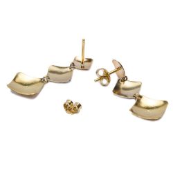Brinco Bal�o Tricolor em Ouro 18 Kilates - 23986