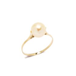 Anel Solit�rio P�rola em Ouro 18 Kilates - 23989