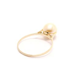 Anel Solit�rio P�rola em Ouro 18 Kilates - 23989