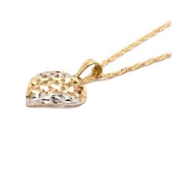 Colar Cora��o Tricolor em Ouro 18 Kilates - 24110