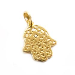 Pingente M�o de Deus com Zirc�nia em Ouro 18 Kilates - 24235