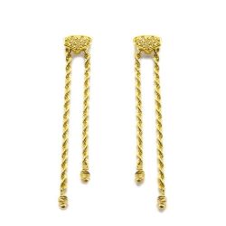 Brinco P�ndulo com Franja base com Zirc�nias em Ouro 18 Kilates - 24237