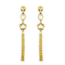 Brinco Flor com Franja em Ouro 18 Kilates - 24238