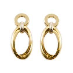 Brinco Oval Duplo em Ouro 18 Kilates - 24239