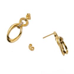 Brinco Oval Duplo em Ouro 18 Kilates - 24239