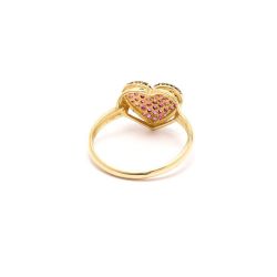Anel Cora��o de Zirc�nias em Ouro 18 Kilates - 25000