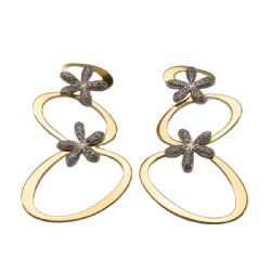 Brinco Flor Zirconia em Ouro 18 Kilates - 25003