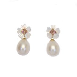 Brinco Flor Madrep�rola em Ouro 18 Kilates - 25013