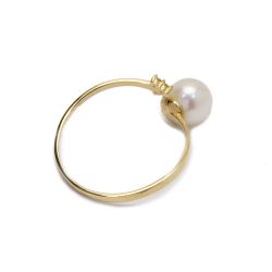 Anel Solit�rio P�rola e Brilhantes em ouro 18 Kilates - 25014