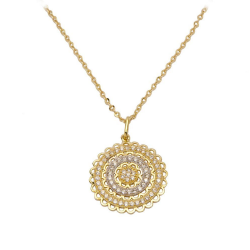 Colar Mandala com Zirc�nia em Ouro 18 Kilates - 25030