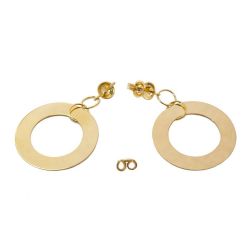 Brinco Longo com Discos em Ouro Amarelo 18 Kilates - 25031