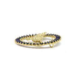 Pingente Mandala Divino Espirito Santo Azul com Zirc�nias em Ouro 18 Kilates - 25039