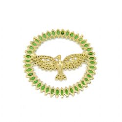Pingente Mandala Divino Espirito Santo Verde com Zirc�nias em Ouro 18 Kilates - 25040