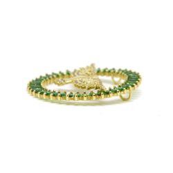 Pingente Mandala Divino Espirito Santo Verde com Zirc�nias em Ouro 18 Kilates - 25040
