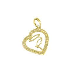 Pingente Cora��o de Maria com Zirc�nia em Ouro 18 Kilates - 25045