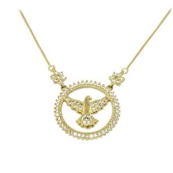 Colar Divino Espir�to Santo com Zirc�nia em Ouro 18 Kilates - 25046