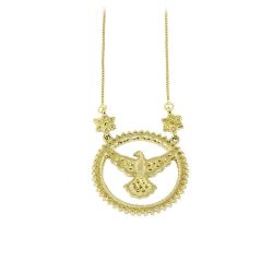 Colar Divino Espir�to Santo com Zirc�nia em Ouro 18 Kilates - 25046