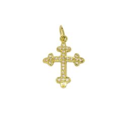 Pingente Cruz com Zirc�nia em Ouro 18 Kilates - 25047