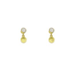 Brinco Bola com Zirc�nias em Ouro 18 Kilates - 25048