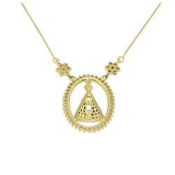 Colar Nsra. Aparecida com Zirc�nias em Ouro 18 Kilates - 25049
