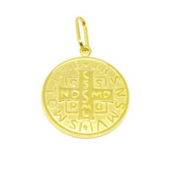 Pingente S�o Bento Oco Extra Grande em Ouro Amarelo 18 kilates - 25052