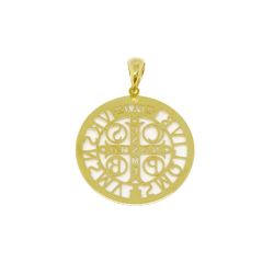 Pingente Cruz S�o Bento Vazada em Ouro Amarelo 18 Kilates - 25053