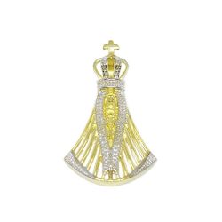 Pingente Nsra. Aparecida Manto Vazado com R�dio em Ouro Amarelo 18 Kilates - 25064