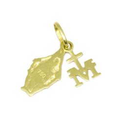Pingente Nsra. das Gra�as Milagrosa Recortada Sobreposta em Ouro Amarelo 18 Kilates - 25077
