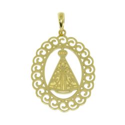Pingente Nsra. Aparecida Rendada Oval M�dio em Ouro Amarelo 18 Kilates - 25078