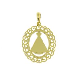 Pingente Nsra. Aparecida Rendada Oval M�dio em Ouro Amarelo 18 Kilates - 25078