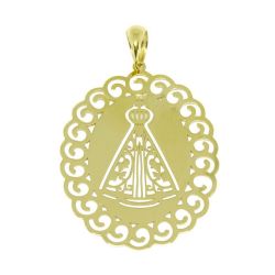 Pingente Nsra. Aparecida Rendada Oval Grande em Ouro Amarelo 18 Kilates - 25079