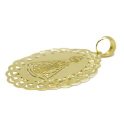 Pingente Nsra. Aparecida Rendada Oval Grande em Ouro Amarelo 18 Kilates - 25079
