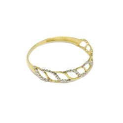 Anel Corda Tran�ada Vazado Bicolor em Ouro Amarelo 18 Kilates - 25084