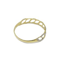 Anel Corda Tran�ada Vazado Bicolor em Ouro Amarelo 18 Kilates - 25084
