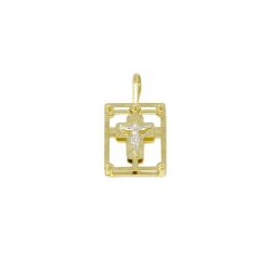 Pingente Crucifixo Moldura em Ouro 18 Kilates - 25090