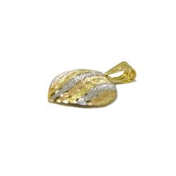 Pingente Cora��o Tricolor Ondulada em Ouro 18 Kilates - 25108